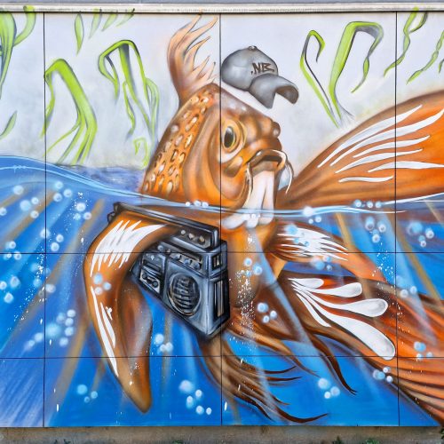 « Hip-hop generation », fresque réalisée pour la maison de la culture à Bagneux en octobre 2022, près de Paris en partenariat avec des artistes tels que Morne, Andrew Wallas et d’autres. Street-art et Graffiti