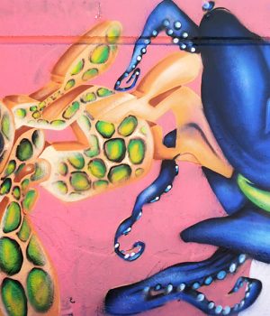 Pouple au poisson - Spray sur Mur - Montpellier - poasson artiste peintre
